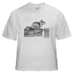 Chipmunk Pen and Ink White T-Shirt by NANCE